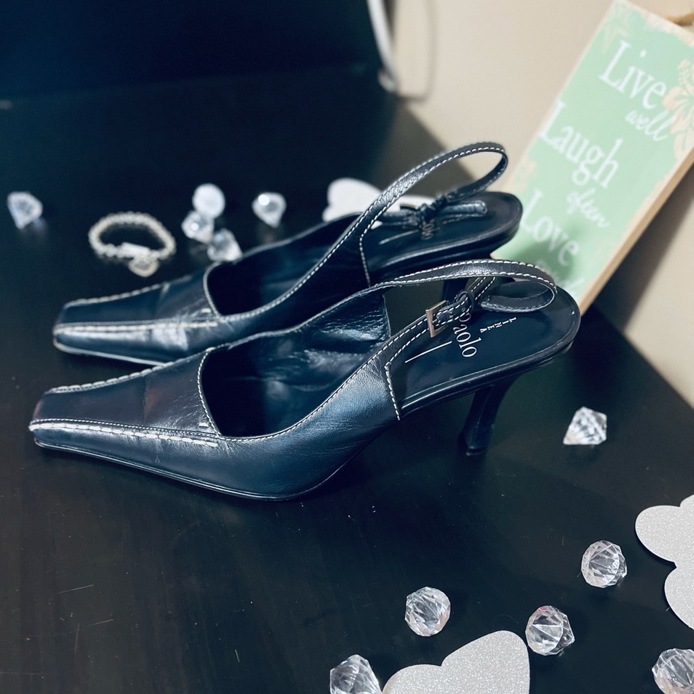 Linea Paolo Black Sling Backs